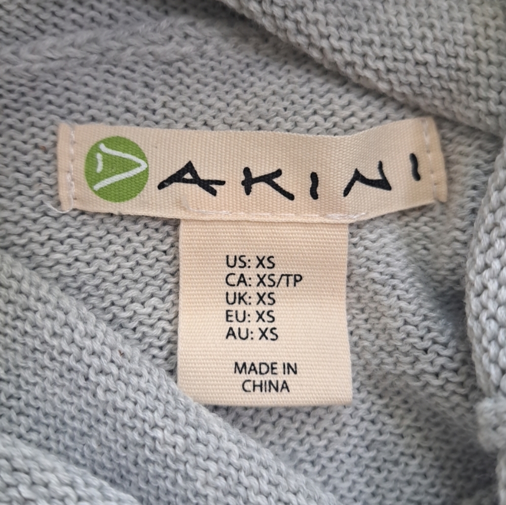 Akini Women’s Thumb Hole Sweater Gray Cowl Neck with Tie XS - Picture 3 of 16